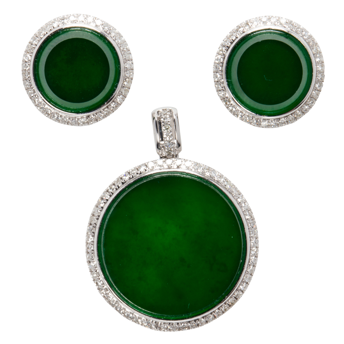 A JADEITE JADE, DIAMOND AND 18K
