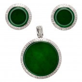 A JADEITE JADE, DIAMOND AND 18