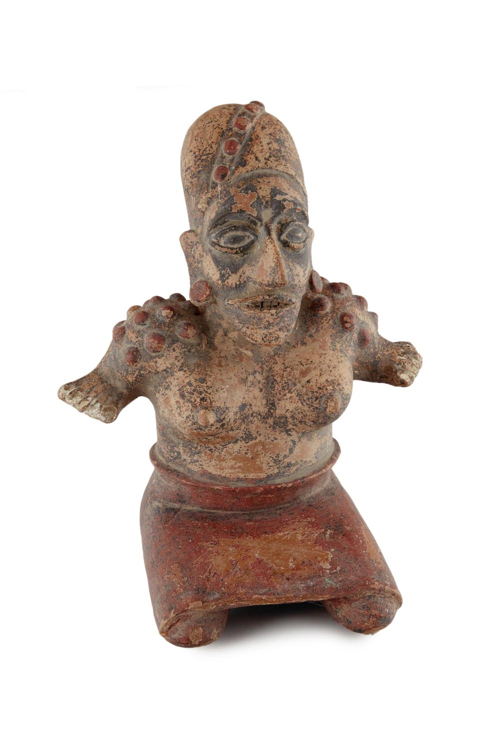 A JALISCO REDWARE FIGURE OF A