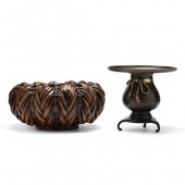 A JAPANESE BASKET AND BRONZE I