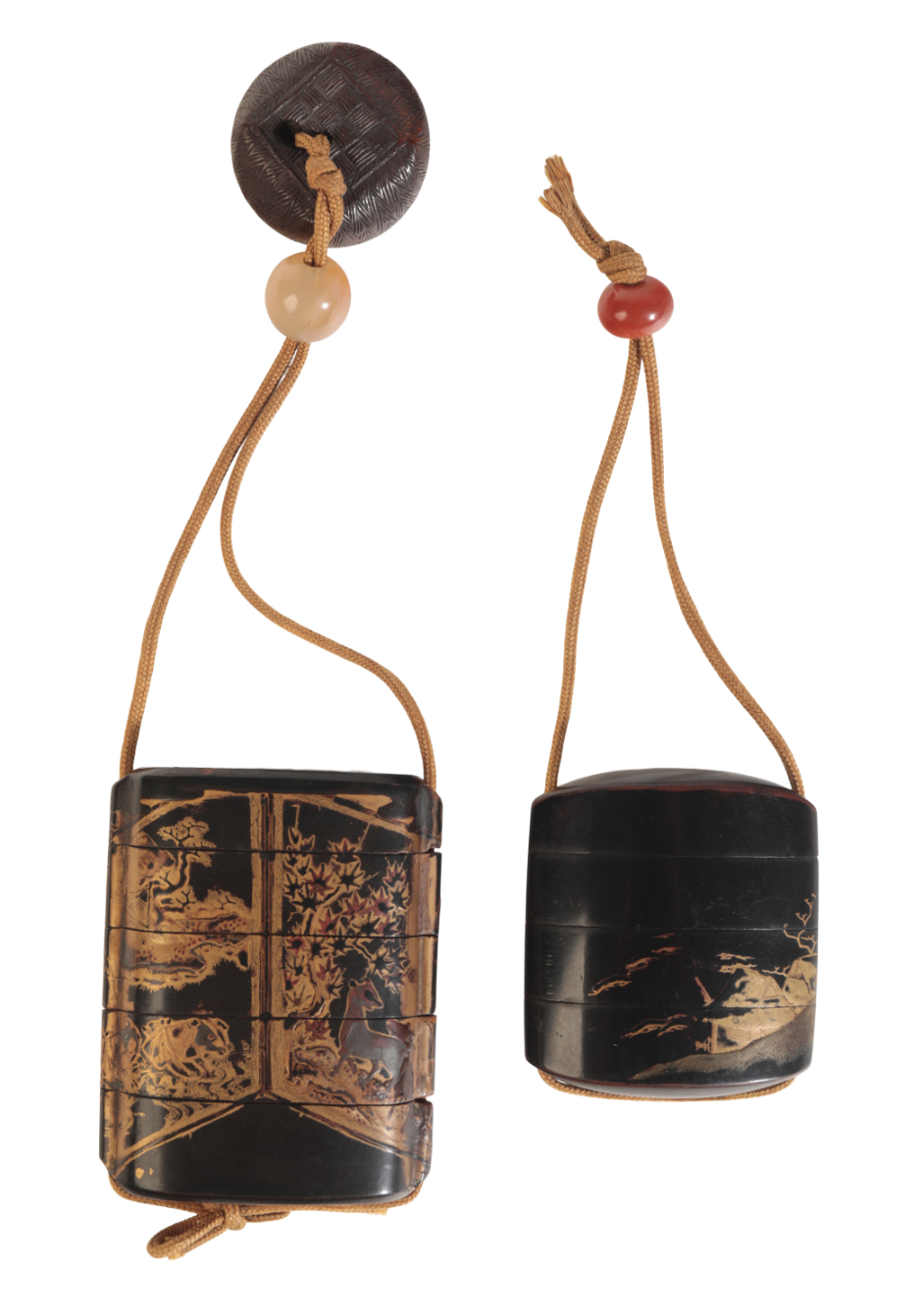 A JAPANESE BLACK LACQUER THREE CASE