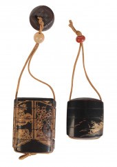 A JAPANESE BLACK LACQUER THREE