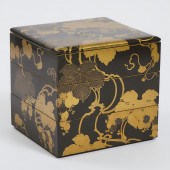 A Japanese Black Lacquer Three