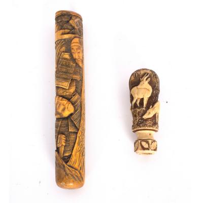 A Japanese bone pipe case, Meiji