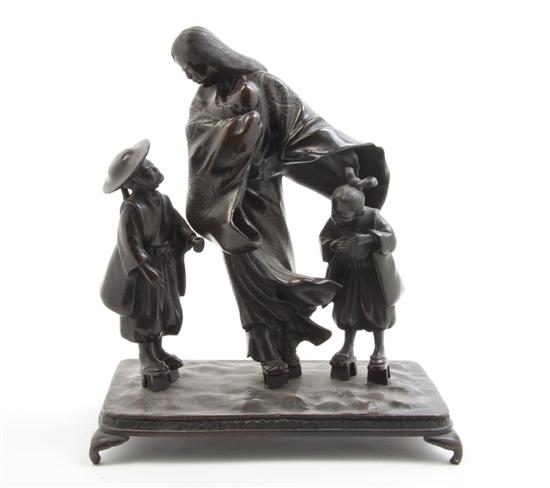 A Japanese Bronze Figural Group