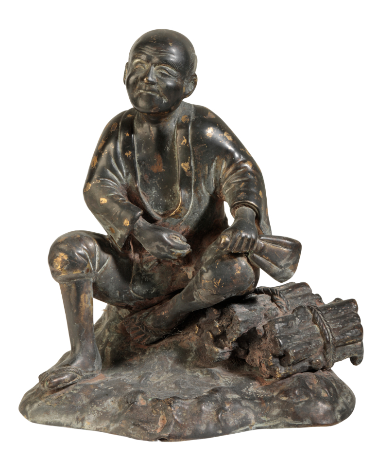 A JAPANESE BRONZE FIGURE OF A MAN