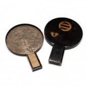 A JAPANESE BRONZE HAND MIRROR