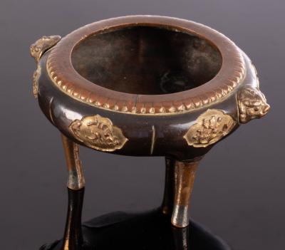 A Japanese bronze incense burner