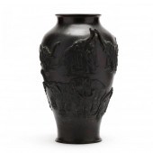 A JAPANESE BRONZE JAR WITH ELE