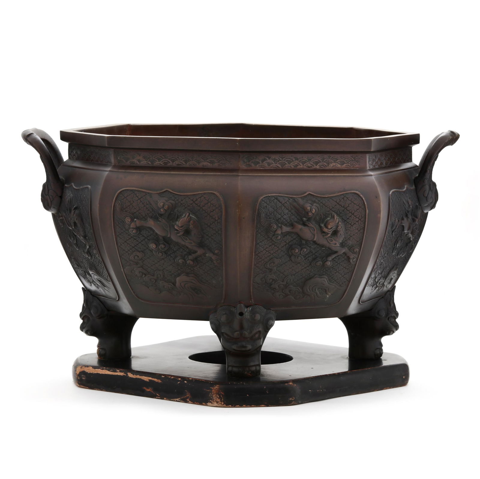 A JAPANESE BRONZE JARDINIEREA