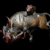 A Japanese Bronze Okimono of T