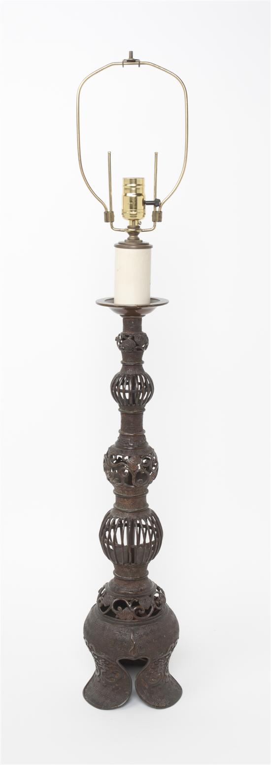 A Japanese Bronze Pricket Stick the