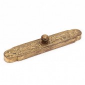 A JAPANESE BRONZE SCROLL WEIGH