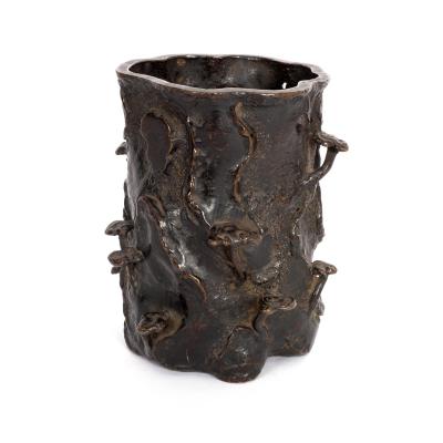 A Japanese bronze spill vase,