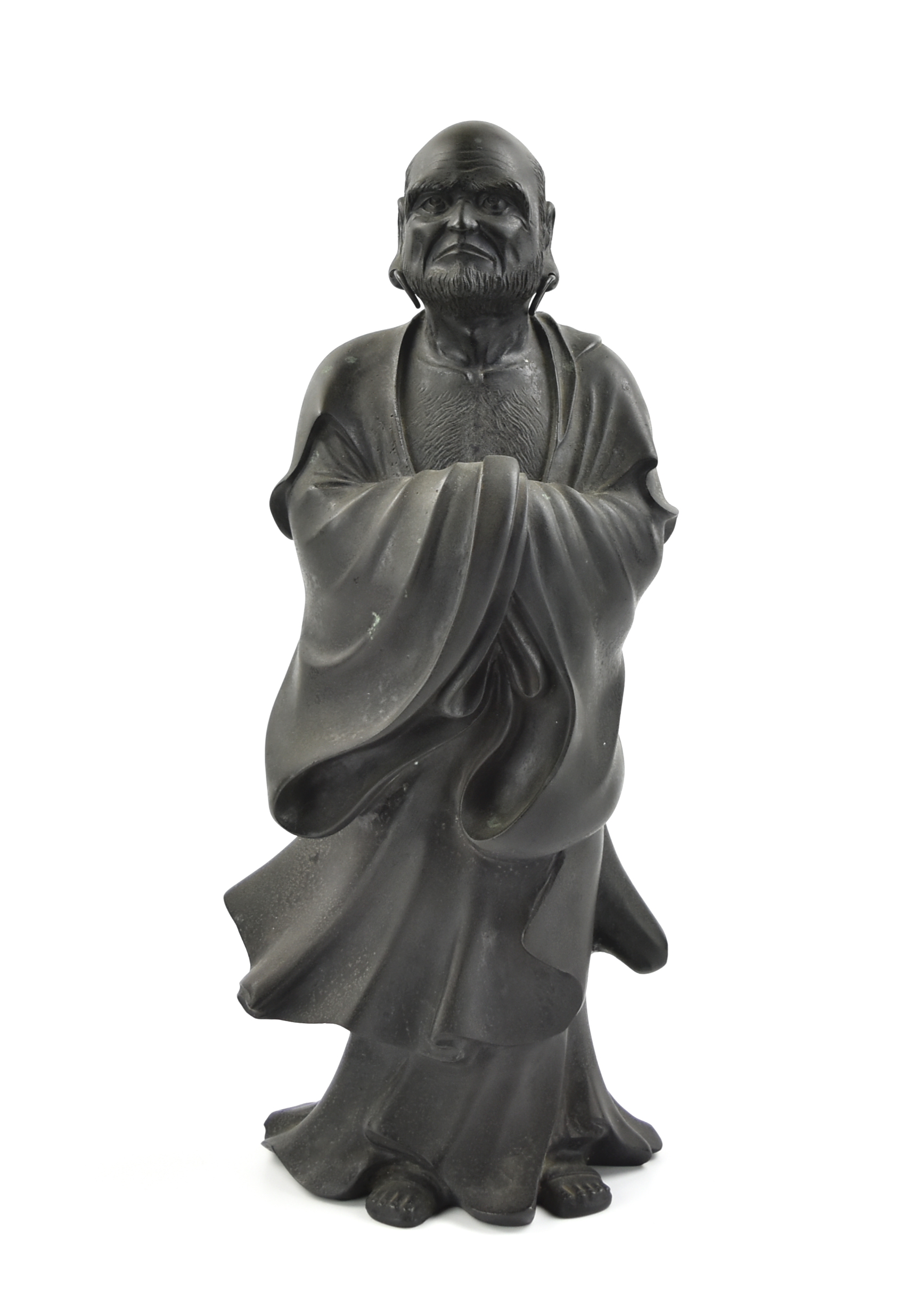 A JAPANESE BRONZE STATUE OF DAMO,