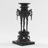 A Japanese Bronze Usubata Thre