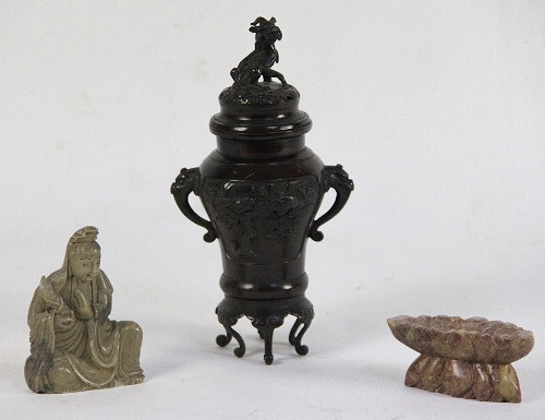A Japanese bronzed koro and cover