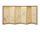 A JAPANESE BYOBU FOLDING SCREE