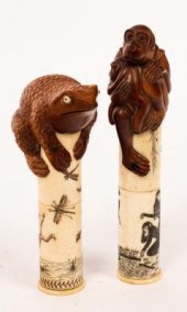 A Japanese carved boxwood and