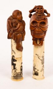 A Japanese carved boxwood and