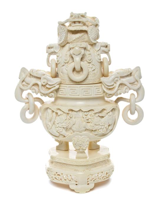 A Japanese Carved Ivory Censer