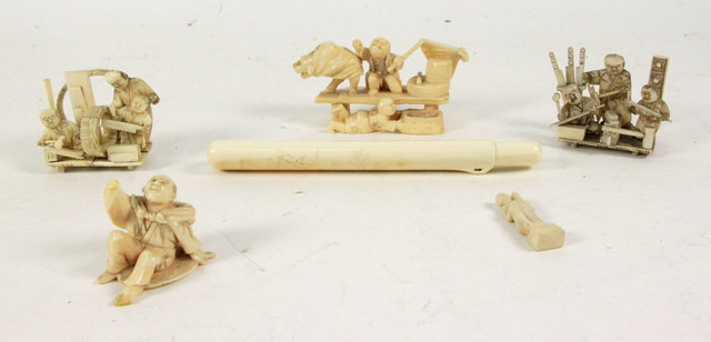 A Japanese carved ivory okimono