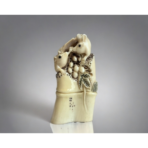 A Japanese carved Walrus tusk