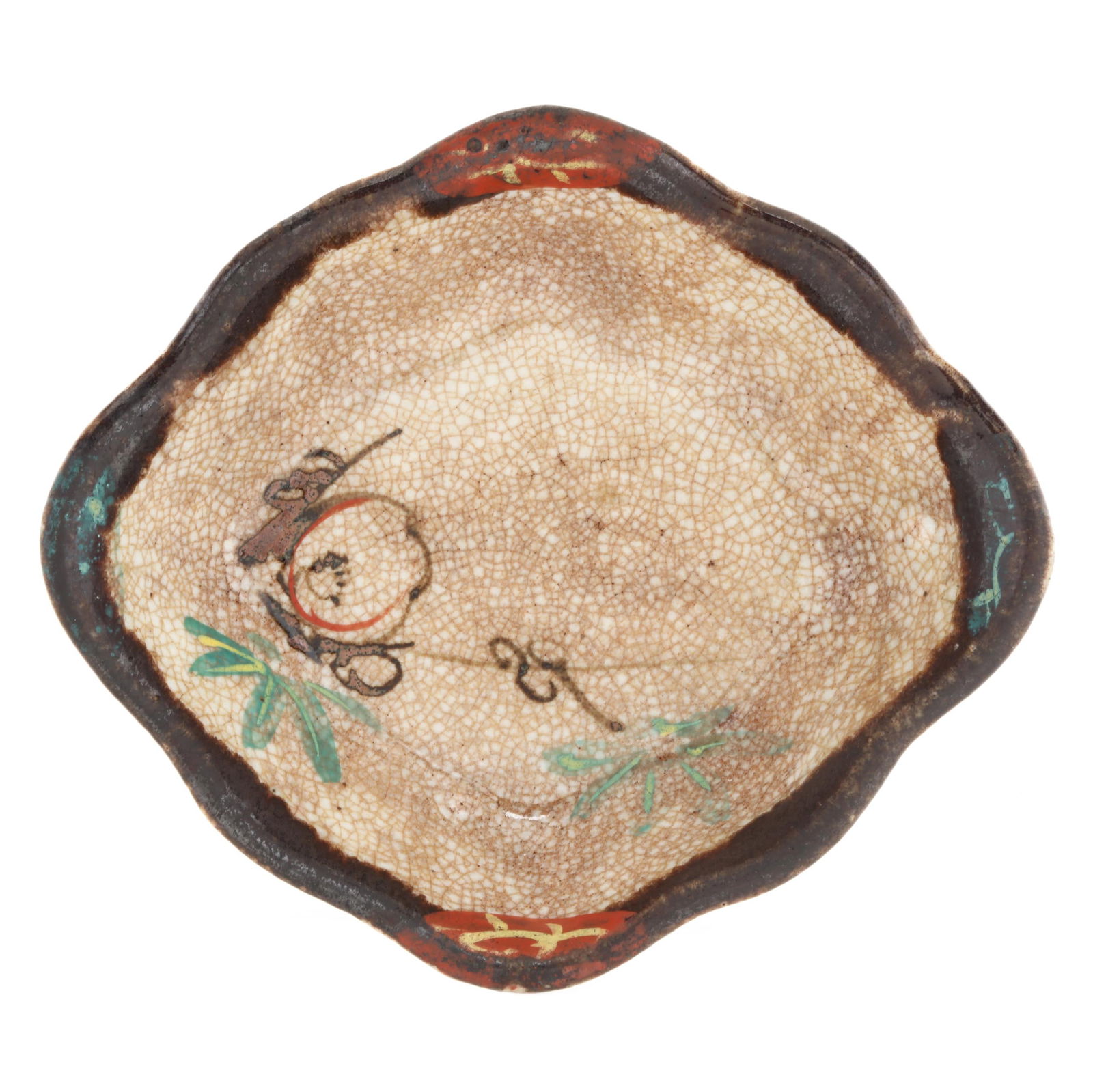 A JAPANESE CERAMIC DISH WITH PLUM