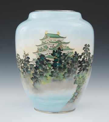 A Japanese Cloisonne Scenic Vase