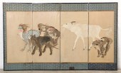 A JAPANESE EMBROIDERED SILK FO