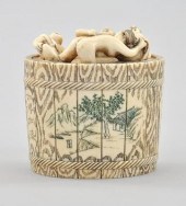 A Japanese Erotic Ivory Carvin