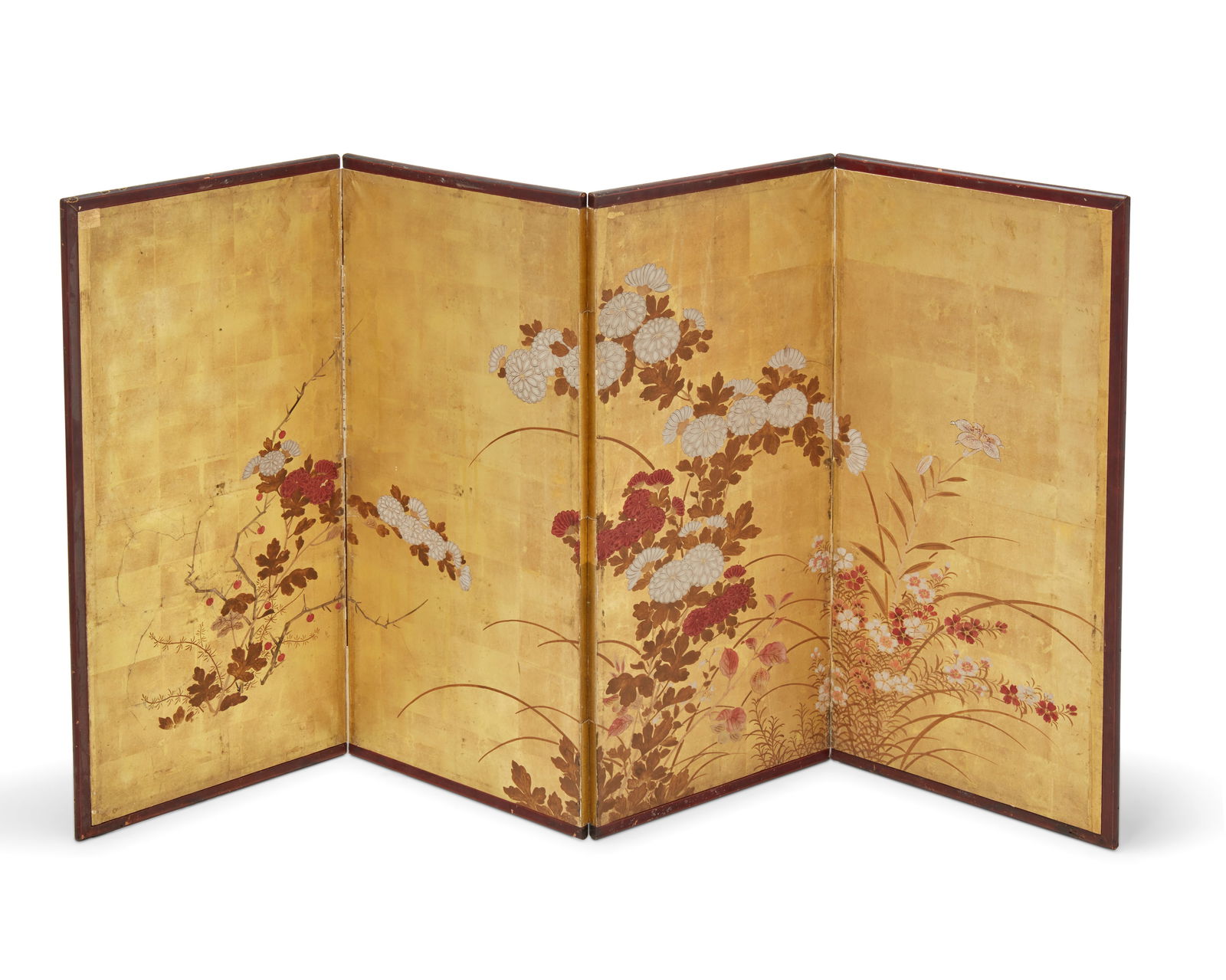 A JAPANESE FOUR-PANEL BYOBU SCREENA