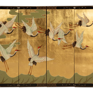 A Japanese Four-Panel Laquered Wall