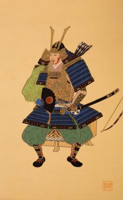 A Japanese hanging scroll depicting
