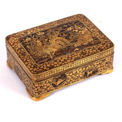 A Japanese inlaid iron box, Meiji