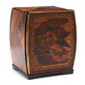 A JAPANESE INLAID WOOD AND LAC
