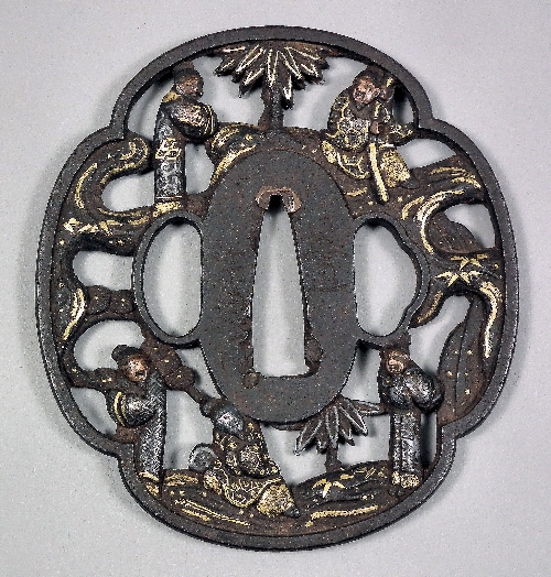 A Japanese iron tsuba (Soten