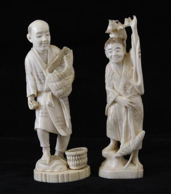 A Japanese ivory figure of a farmer