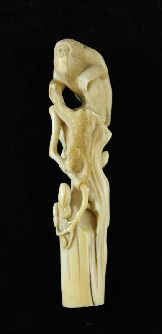 A Japanese ivory parasol or cane