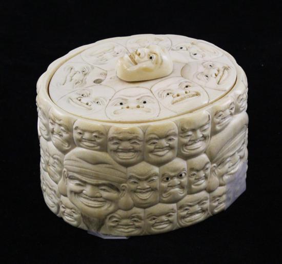 A Japanese ivory tusk pot and cover