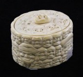 A Japanese ivory tusk pot and