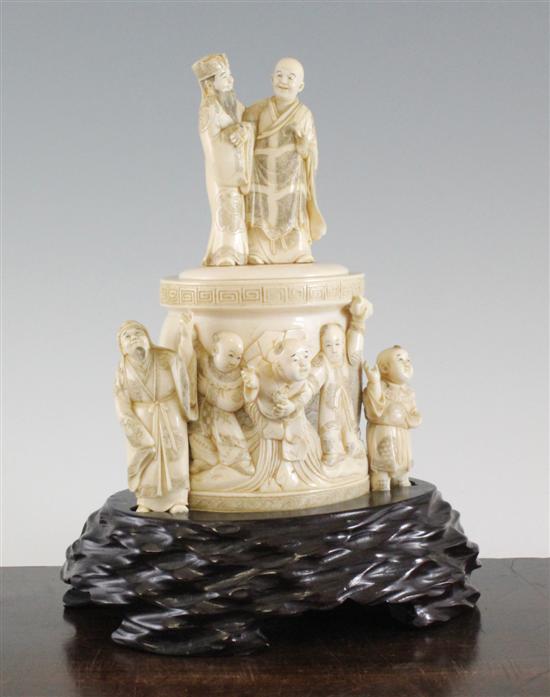 A Japanese ivory tusk vase and
