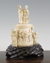 A Japanese ivory tusk vase and