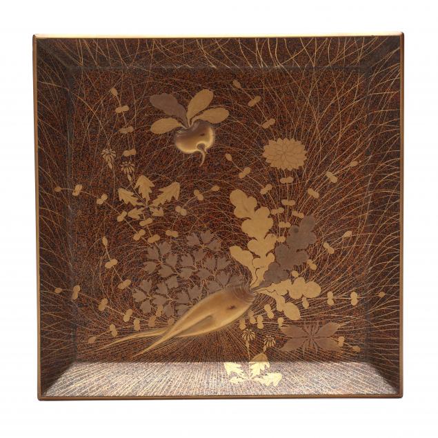 A JAPANESE LACQUER DISH WITH RADISH