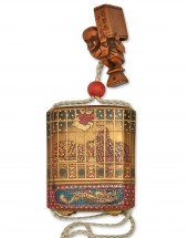 A JAPANESE LACQUERED INRO AND