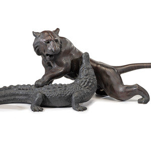 A Japanese Meiji Bronze Tiger and