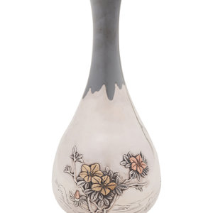 A Japanese Mixed Metal Vase Sanju
