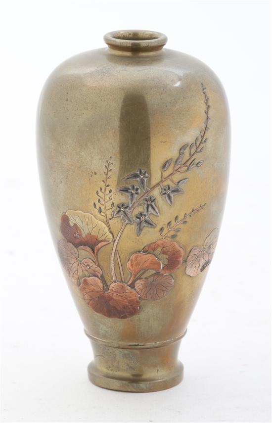 A Japanese Mixed Metals Vase of