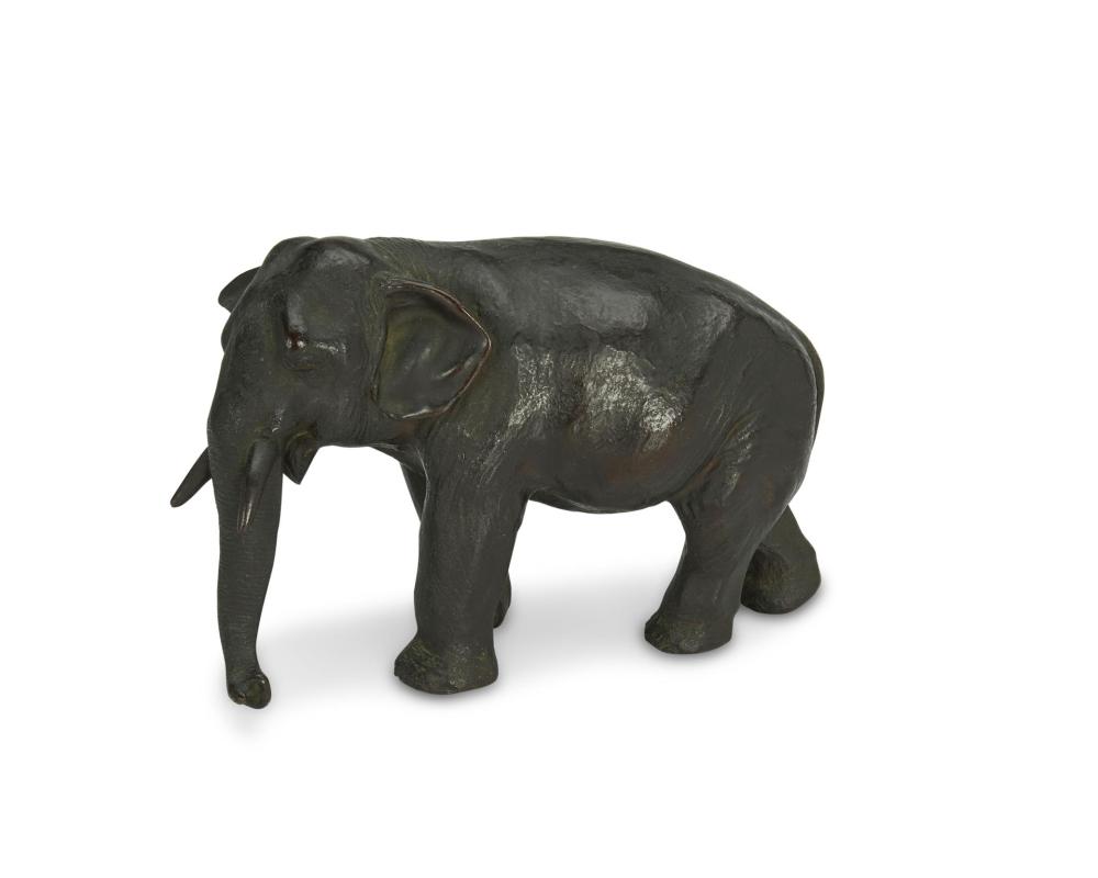 A JAPANESE OKIMONO BRONZE ELEPHANTA