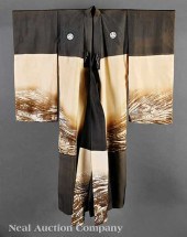 A Japanese Painted and Embroid